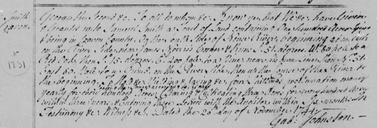 Samuel Smith Deed 100A 1744